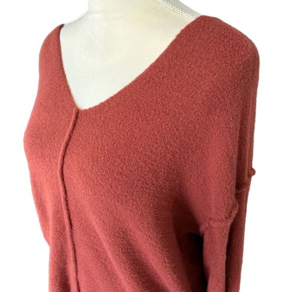 Wilfred Free Sweater Size S Rust Boat Neck Long Sleeve Fuzzy Texture Cozy Chic - Picture 3 of 5